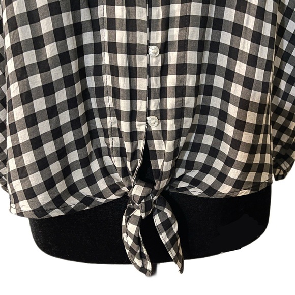 đź’ EXPRESS GINGHAM BUTTON DOWN FRONT TIE CROP TOPđź’ - Picture 4 of 6